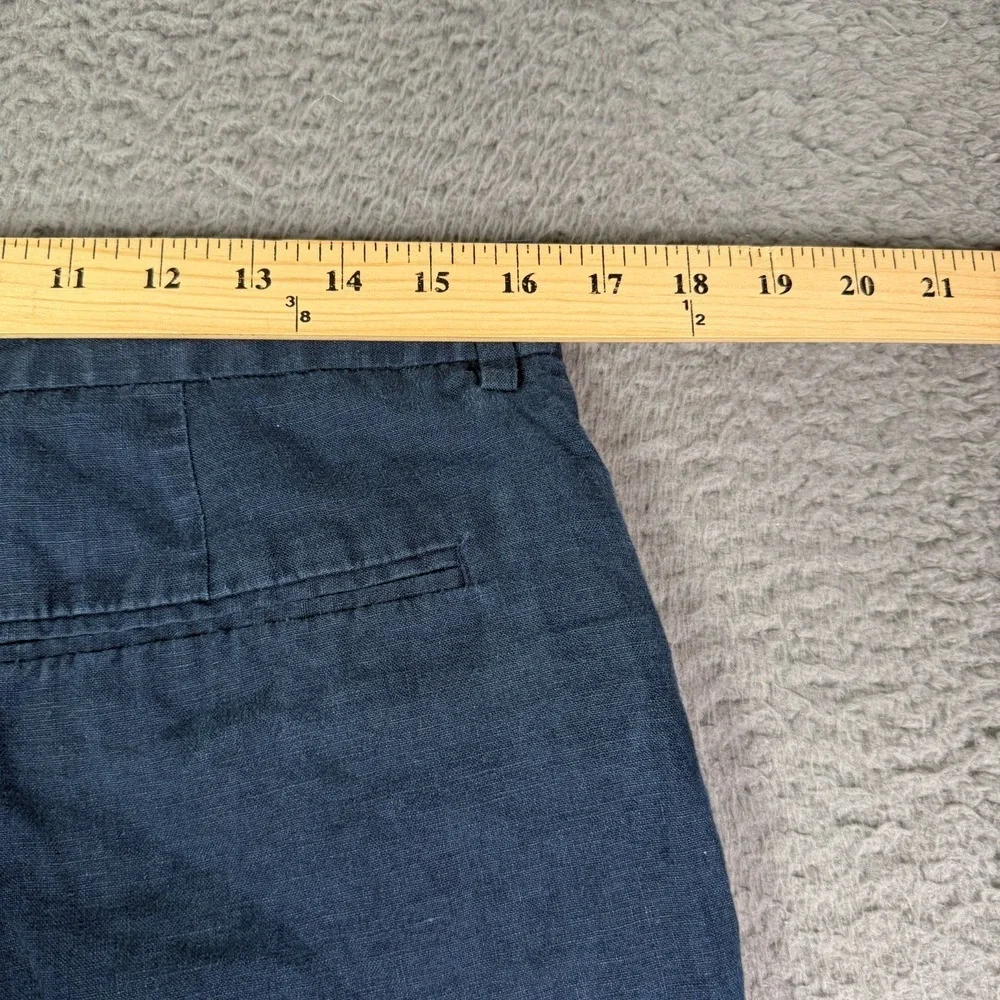 H&M Linen Pants Mens 33x30 Blue Casual Cotton Blend Flat Front Straight Leg